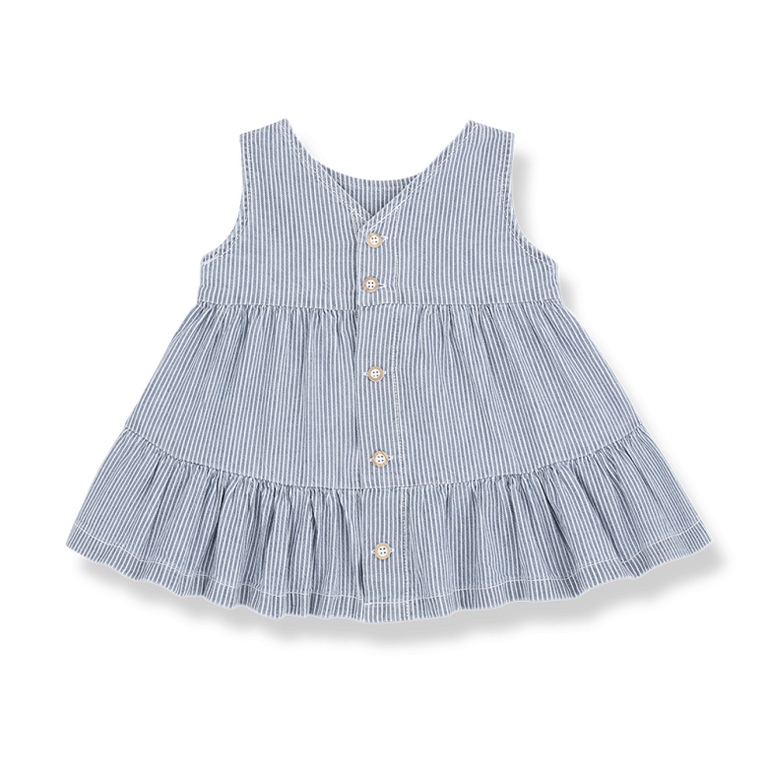 1+ in the family 1+ IN THE FAMILY jurk baby Galdana denim spijkerjurk blauw
