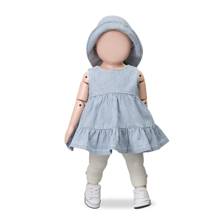 1+ in the family 1+ IN THE FAMILY jurk baby Galdana denim spijkerjurk blauw