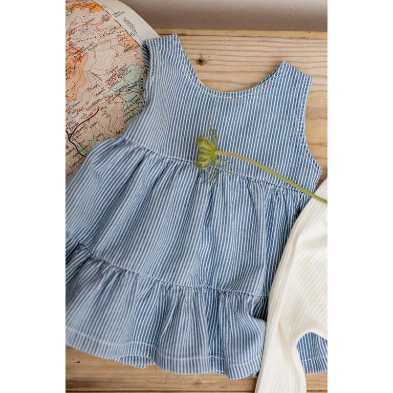 1+ in the family 1+ IN THE FAMILY jurk baby Galdana denim spijkerjurk blauw