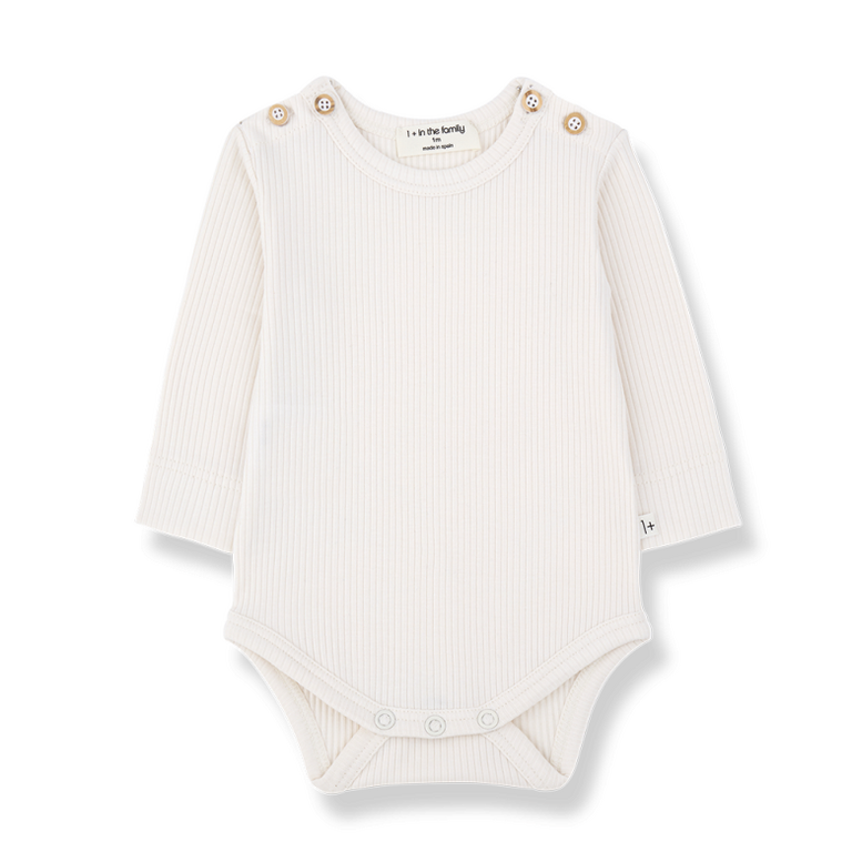 1+ in the family 1+ IN THE FAMILY romper baby Aram ecru wit lange mouw