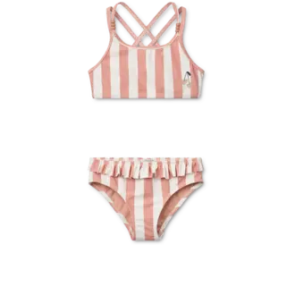 LIEWOOD Belle Stripe Bikini | Coral Blush Creme de la creme