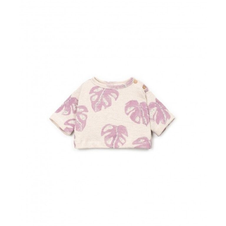 PLAY UP PLAY UP trui meisje Printed Jersey Monstera (lichtbeige met paarse print)