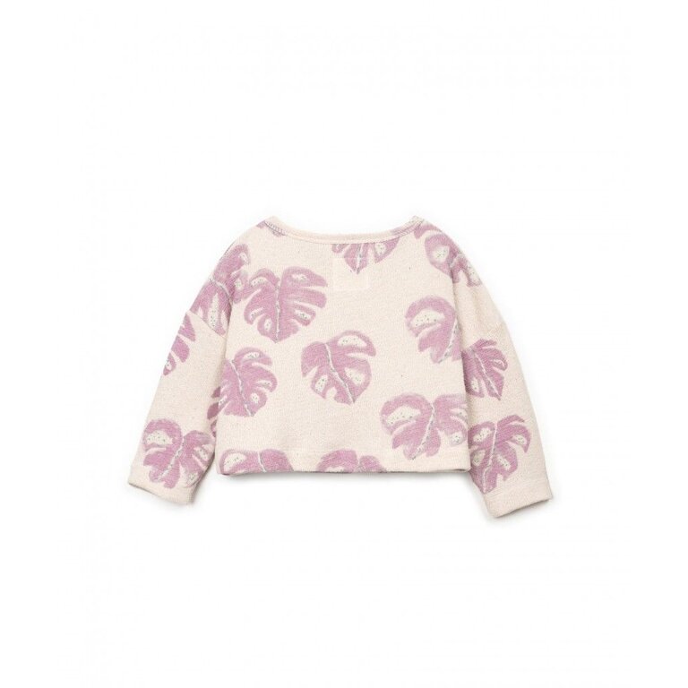 PLAY UP PLAY UP trui meisje Printed Jersey Monstera (lichtbeige met paarse print)