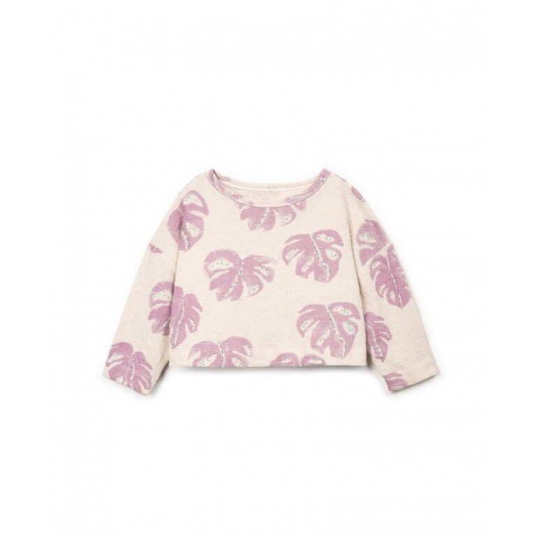 PLAY UP PLAY UP trui meisje Printed Jersey Monstera (lichtbeige met paarse print)