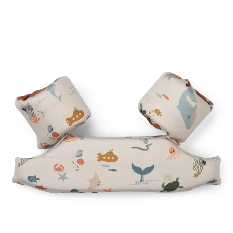 LIEWOOD LIEWOOD zwemgordel kind Darko Sea Creature Sandy (beige met print)
