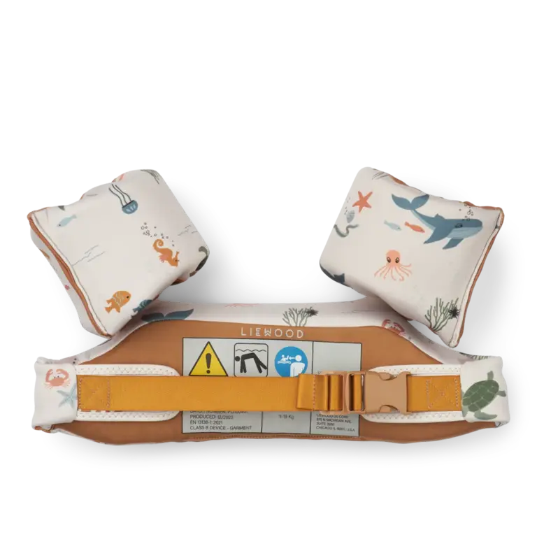 LIEWOOD LIEWOOD zwemgordel kind Darko Sea Creature Sandy (beige met print)