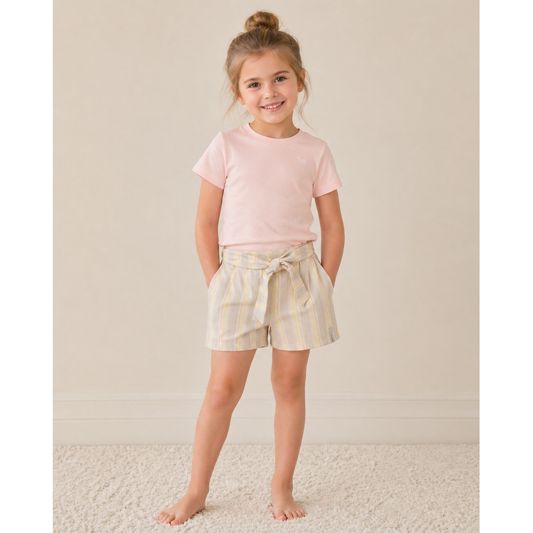 Levv LEVV korte broek meisje Britt short AOP Yellow Stripe geel gestreept