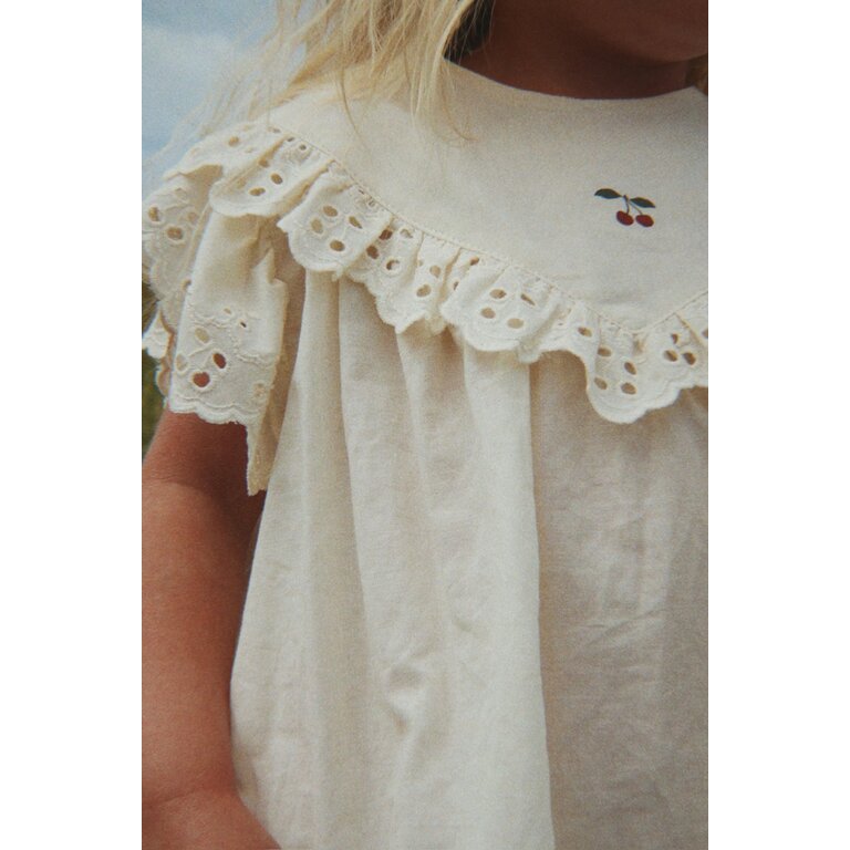 Konges Sløjd Konges Sløjd jurk meisje Posey Dress Antique White gebroken wit