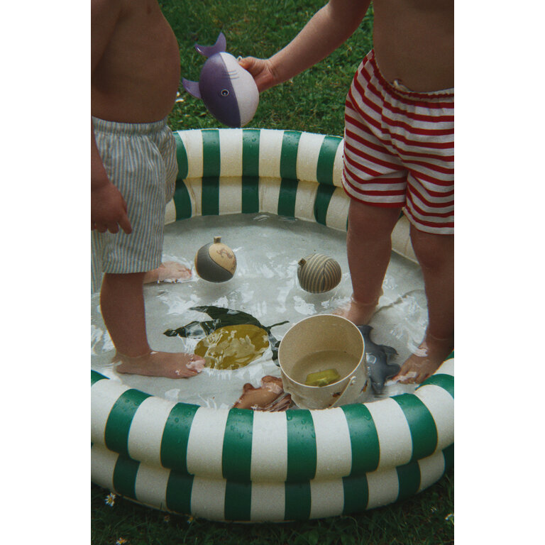 Konges Sløjd Konges Sløjd zwembadje kind Basic 2 Ring Pool Small Green Stripe groen gestreept