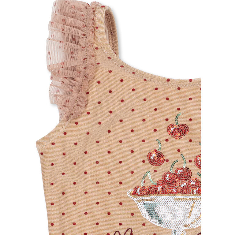 Konges Sløjd Konges Sløjd badpak meisje Amandine Swimsuit Emboldened Dot gestipt beige