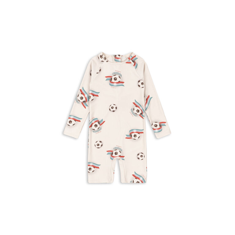 Konges Sløjd Konges Sløjd zwempak baby Aster Onesie GRS Kick It (met voetbal print)