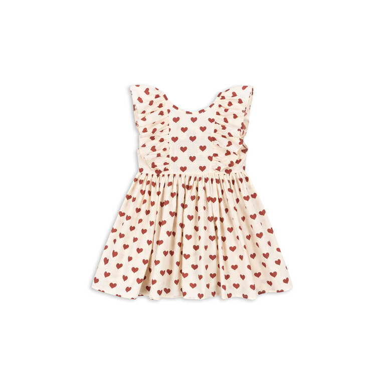 Konges Sløjd Konges Sløjd jurk meisje Cianna Bow Dress GOTS Amour Rouge rood hartjes