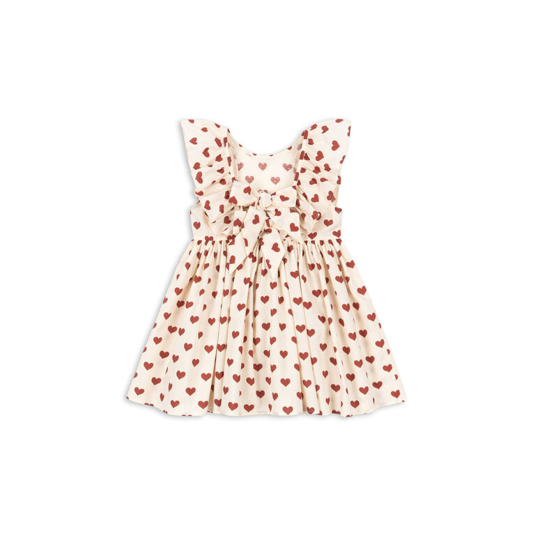 Konges Sløjd Konges Sløjd jurk meisje Cianna Bow Dress GOTS Amour Rouge rood hartjes