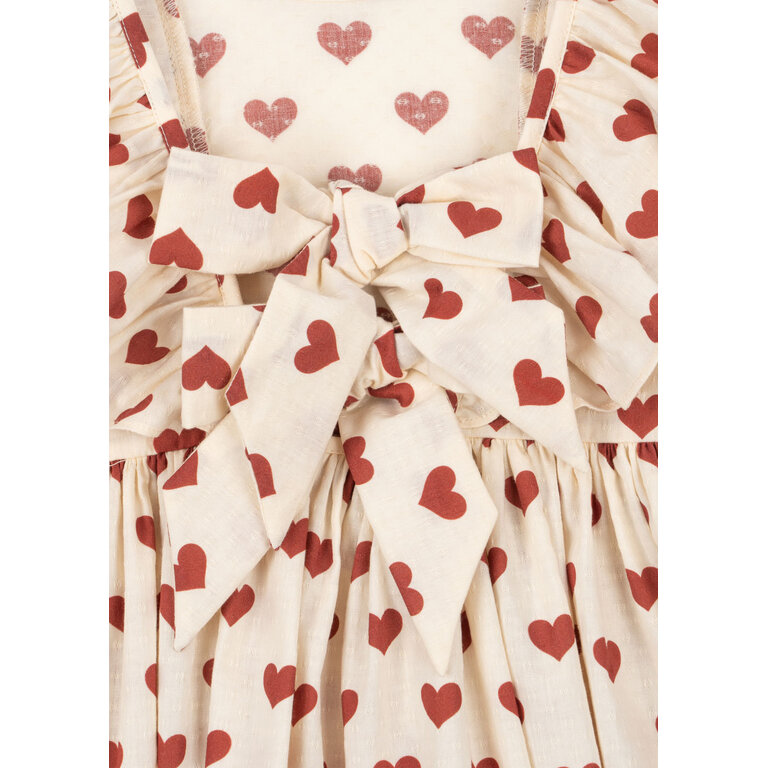 Konges Sløjd Konges Sløjd jurk meisje Cianna Bow Dress GOTS Amour Rouge rood hartjes