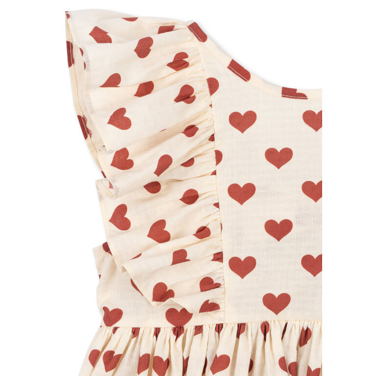 Konges Sløjd Konges Sløjd jurk meisje Cianna Bow Dress GOTS Amour Rouge rood hartjes