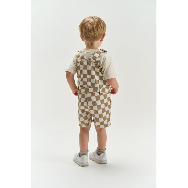 The New The New tuinbroek jongen Twill Dungarees Humus Check (bruin geruit)