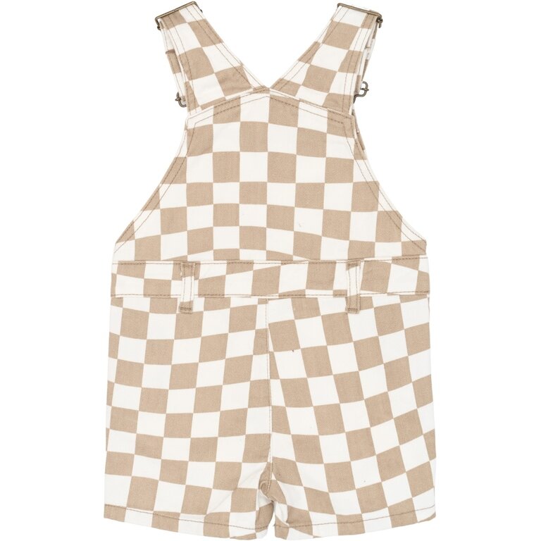 The New The New tuinbroek jongen Twill Dungarees Humus Check (bruin geruit)