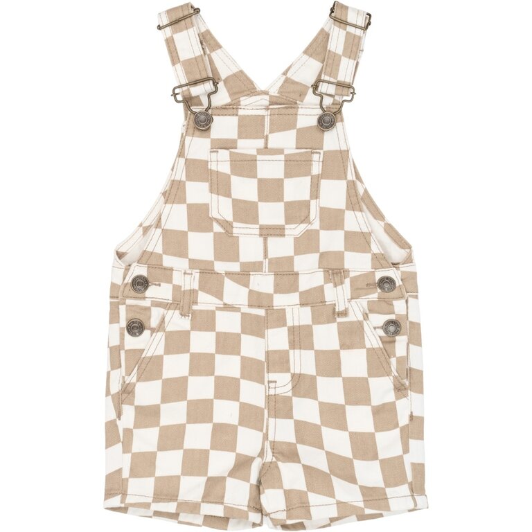 The New The New tuinbroek jongen Twill Dungarees Humus Check (bruin geruit)