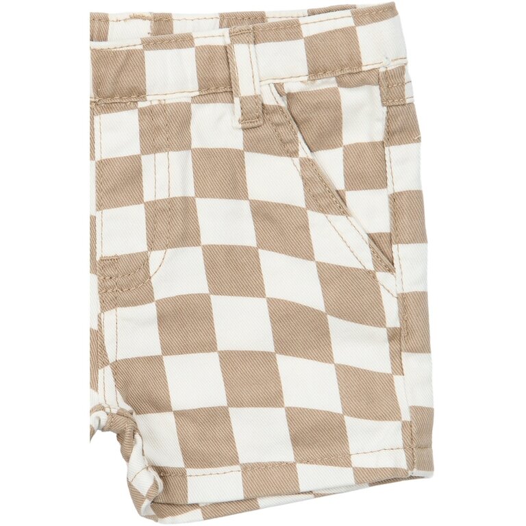 The New The New korte broek jongen Twill Denim Humus Check (bruin geruit)