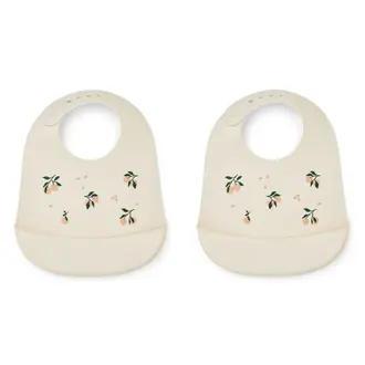 LIEWOOD Tilda Silicone Bib 2-Pack | Peach / Sea Shell Mix