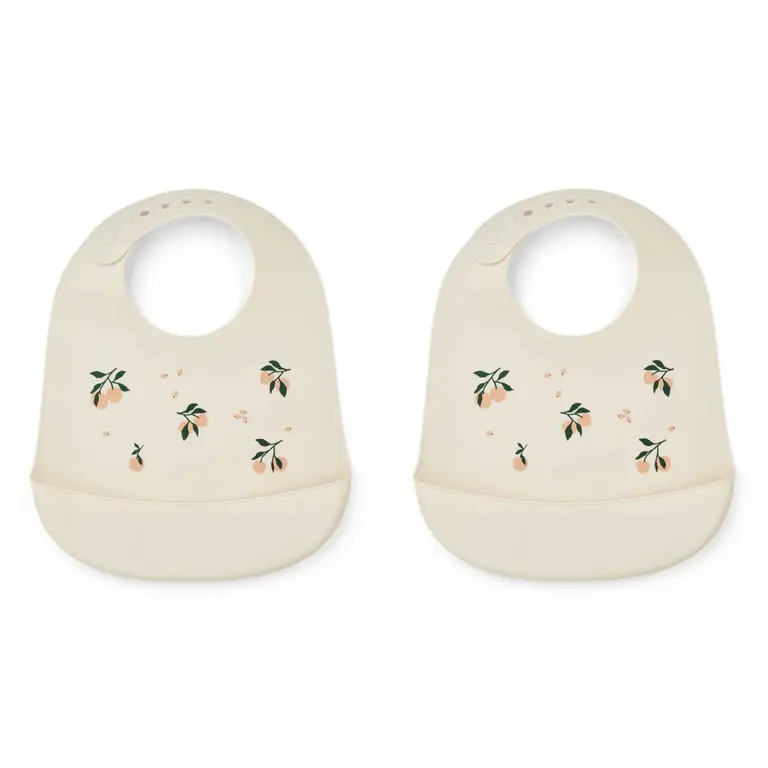 LIEWOOD LIEWOOD siliconen slabbetjes kind Tilda set van 2 (Peach / Sea Shell Mix)