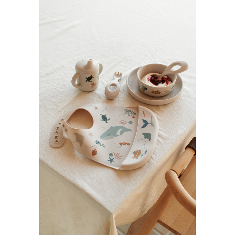 LIEWOOD LIEWOOD siliconen slabbetjes kind Tilda set van 2 (Sea Creature / Sandy)
