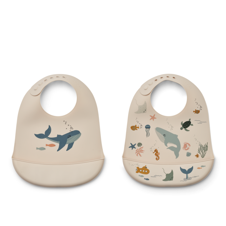 LIEWOOD LIEWOOD siliconen slabbetjes kind Tilda set van 2 (Sea Creature / Sandy)