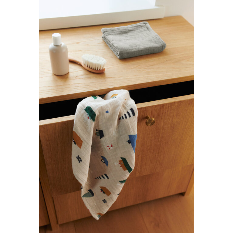 LIEWOOD LIEWOOD hydrofiele doeken baby Lewis set van 2 (Sailing / Dove Blue Mix, zeilbootjes)