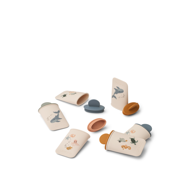 LIEWOOD LIEWOOD mini ijsvormpjes Malik set van 6 (Sea Creature / Sandy, zeediertjes)