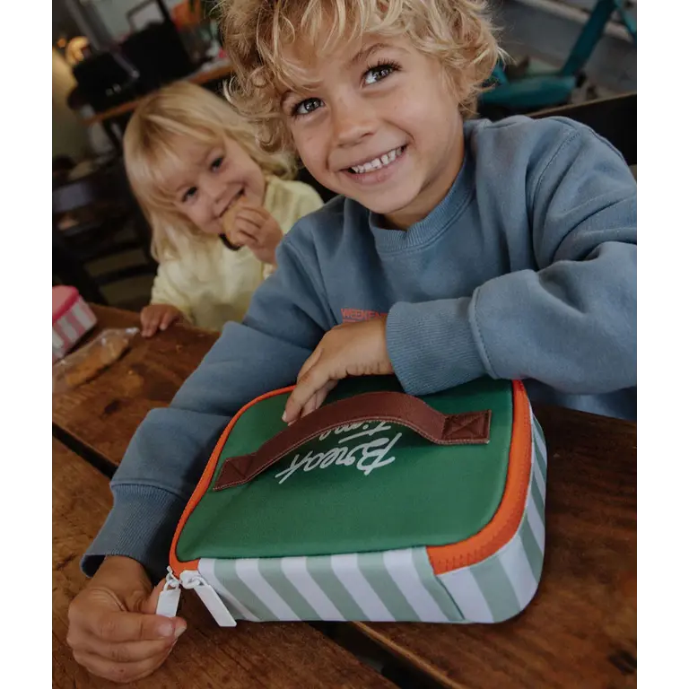 Hello Hossy  HELLO HOSSY isotherm lunchzakje kind Green Stripes groen gestreept geïsoleerd lunchtasje