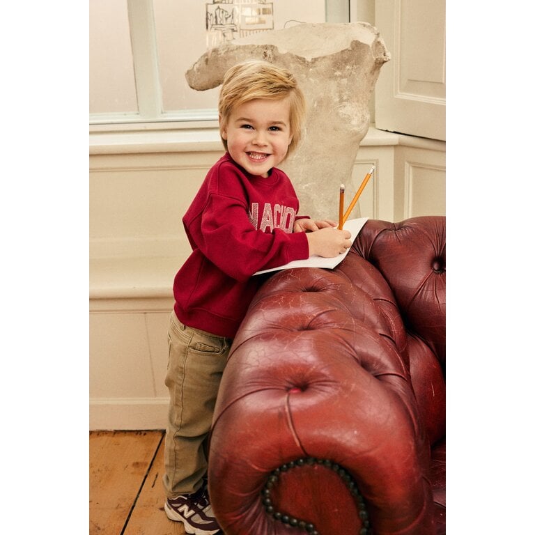 Daily7 Daily7 oversized sweater jongen Oversized Sweater Artwork Rythmic Red (rood)