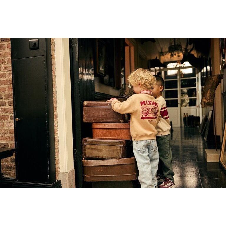 Daily7 Daily7 oversized sweater jongen Oversized Sweater Backprint Ginger Root (gemberbruin)
