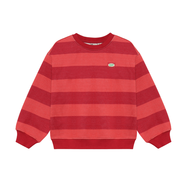 Daily7 Daily7 oversized sweater jongen Big Stripe Rythmic Red (rood gestreept)
