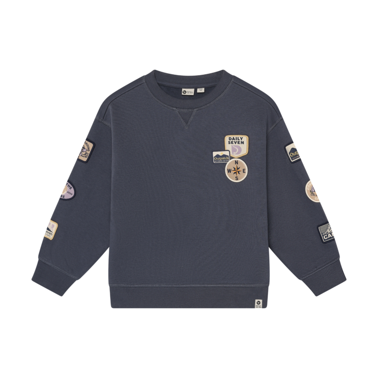 Daily7 Daily7 oversized sweater jongen Badges Odyssey Grey (grijs)