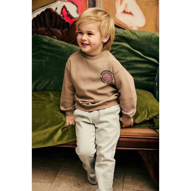 Daily7 Daily7 oversized sweater jongen Backprint Plaza Taupe (taupe)