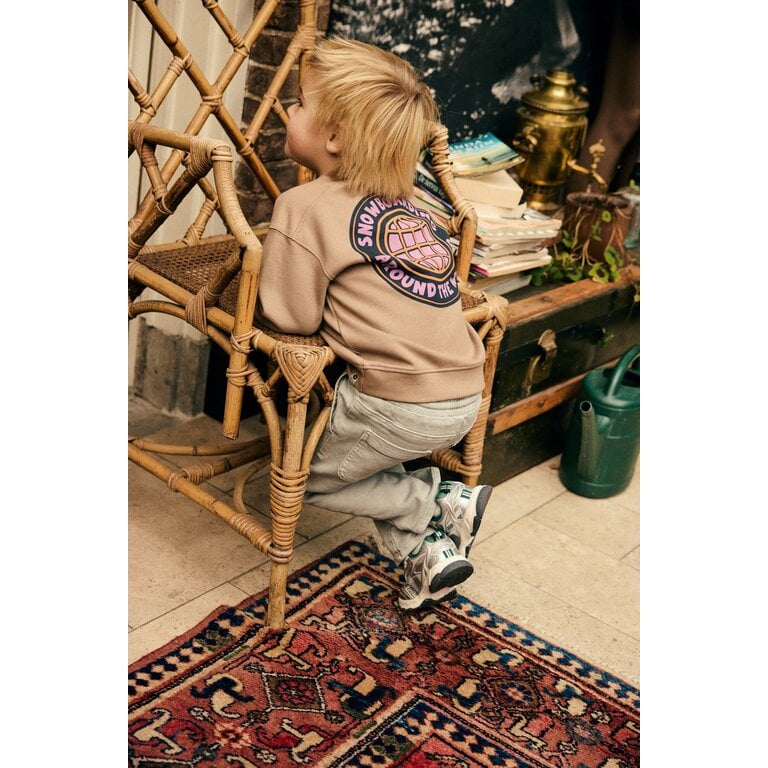 Daily7 Daily7 oversized sweater jongen Backprint Plaza Taupe (taupe)