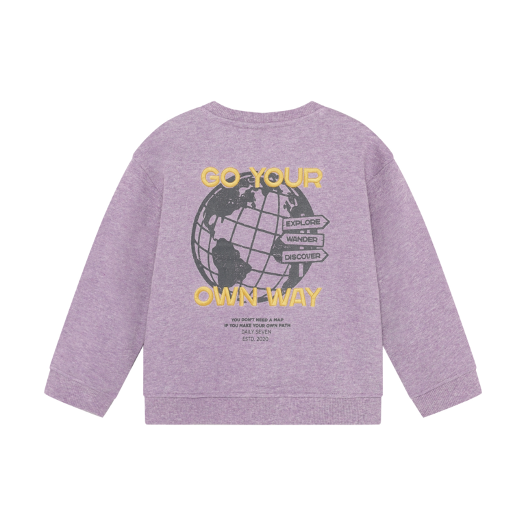 Daily7 Daily7 oversized sweater jongen Backprint Purple Melange (paars melange)