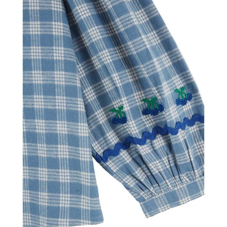 Emile et Ida EMILE ET IDA blouse meisje Grand Col Carreau Carreaux Celestine (blauw geruit)