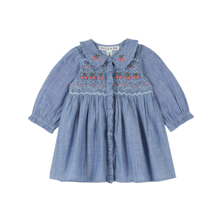 Emile et Ida EMILE ET IDA jurk meisje Smockée Chambray Chambray (lichtblauw)