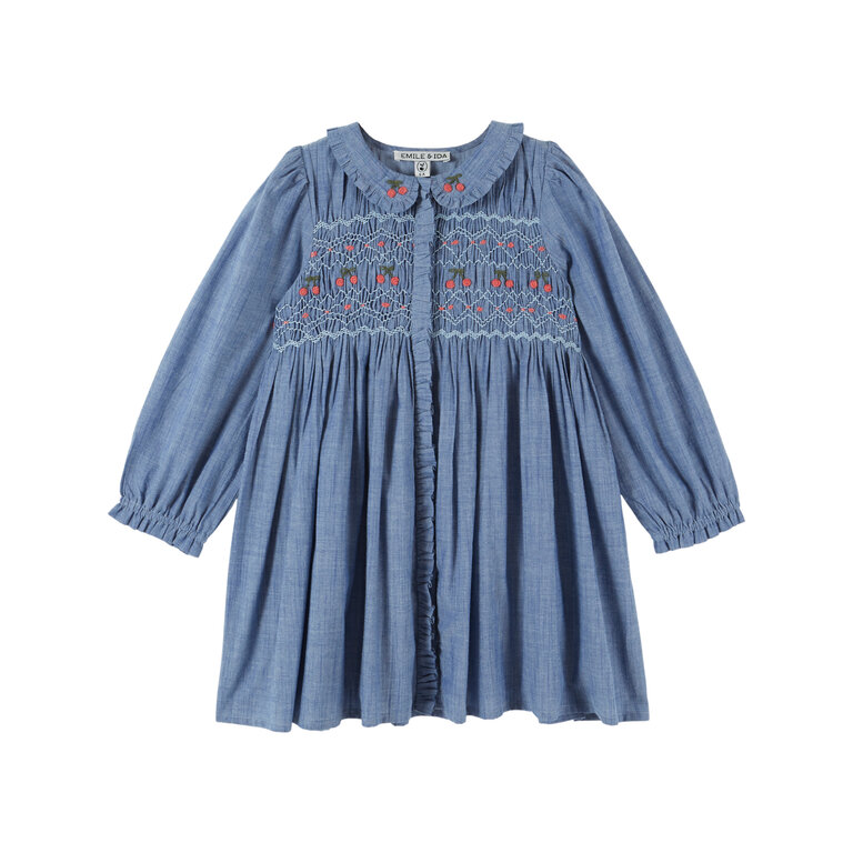 Emile et Ida EMILE ET IDA jurk meisje Smockée Chambray Chambray (lichtblauw)