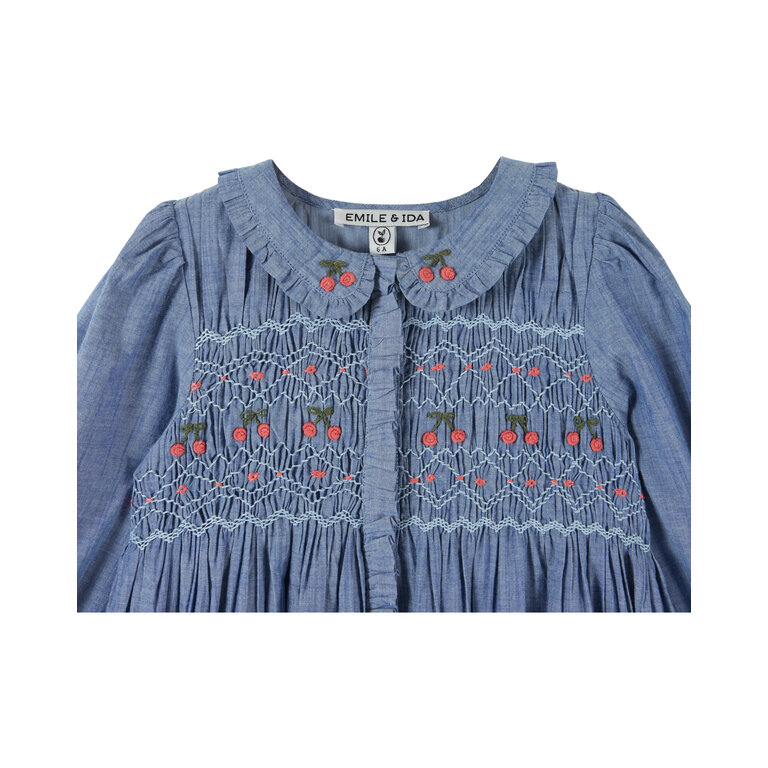 Emile et Ida EMILE ET IDA jurk meisje Smockée Chambray Chambray (lichtblauw)