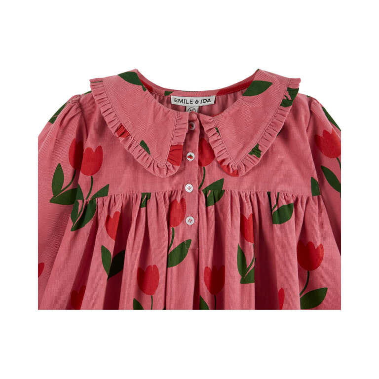 Emile et Ida EMILE ET IDA jurk meisje Ample Col Volant Grande Tulipe