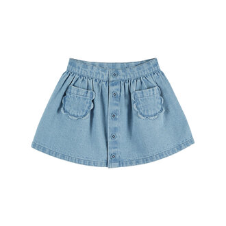 Emile et Ida JUPE DENIM POCHES FLEURS | BLEU DELAVE