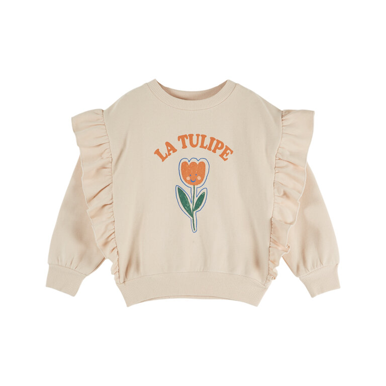 Emile et Ida EMILE ET IDA sweater meisje Volant Tulipe Farine (gebroken wit)