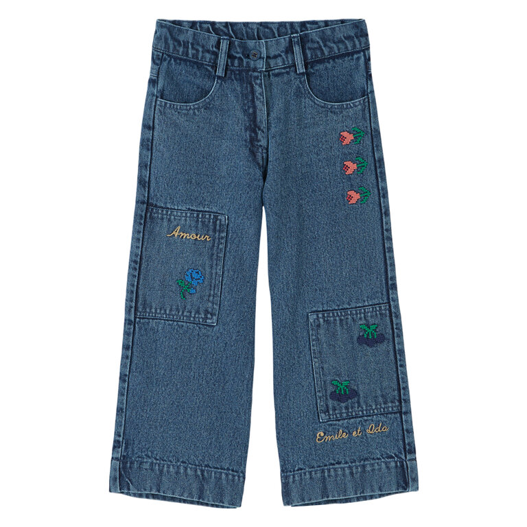 Emile et Ida EMILE ET IDA broek meisje Denim Brodé Denim