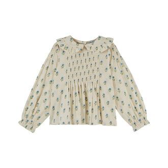 Emile et Ida BLOUSE SMOCKEE BLOCK PRINT |  SCARLET