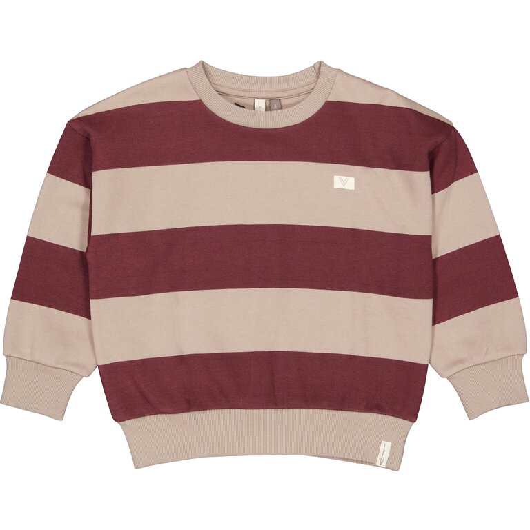 Levv LEVV sweater jongen Dax AOP Grey Stripe (bordeaux gestreept)