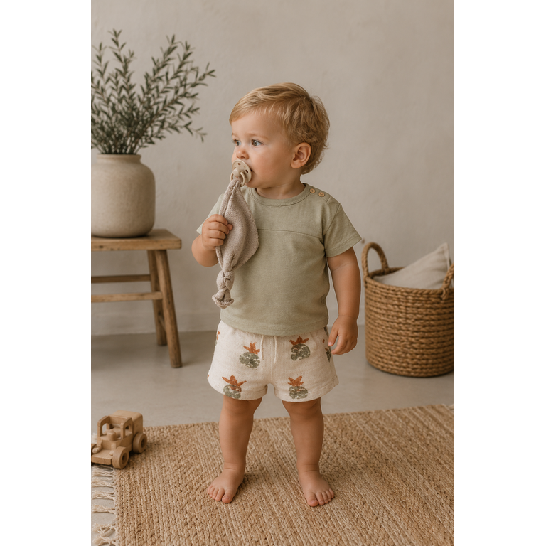 PLAY UP PLAY UP korte broek jongen Printed Jersey Bio Resin (beige met print)