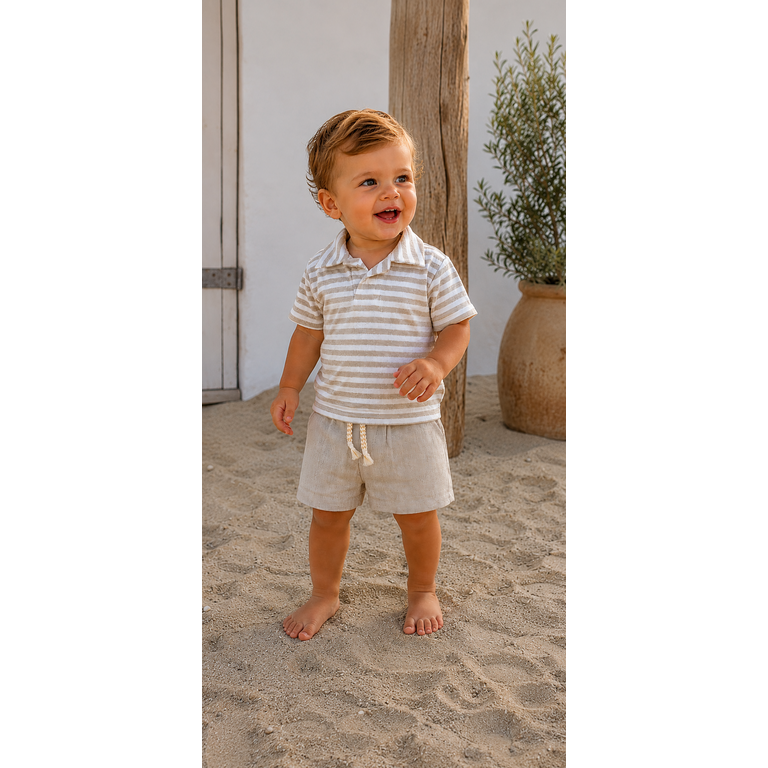 1+ in the family 1+ IN THE FAMILY korte broek baby Colomers beige wit