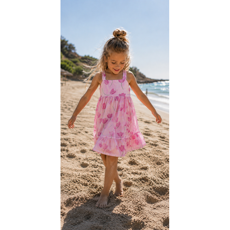 PLAY UP PLAY UP jurk meisje Printed Woven Margarida (lichtroze met bloemenprint)